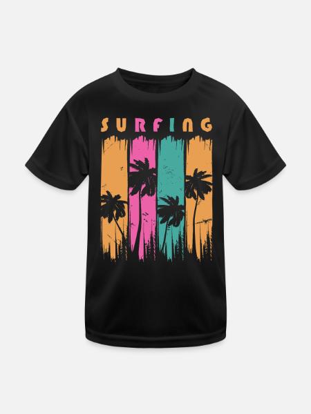 Surf Surfen Surfer - Kinder Funktions-T-Shirt - Schwarz - Vorne