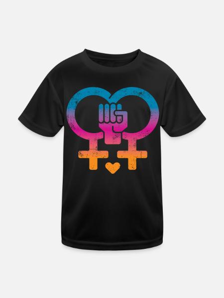 Frauenrechte Frauenpower - Kinder Funktions-T-Shirt - Schwarz - Vorne