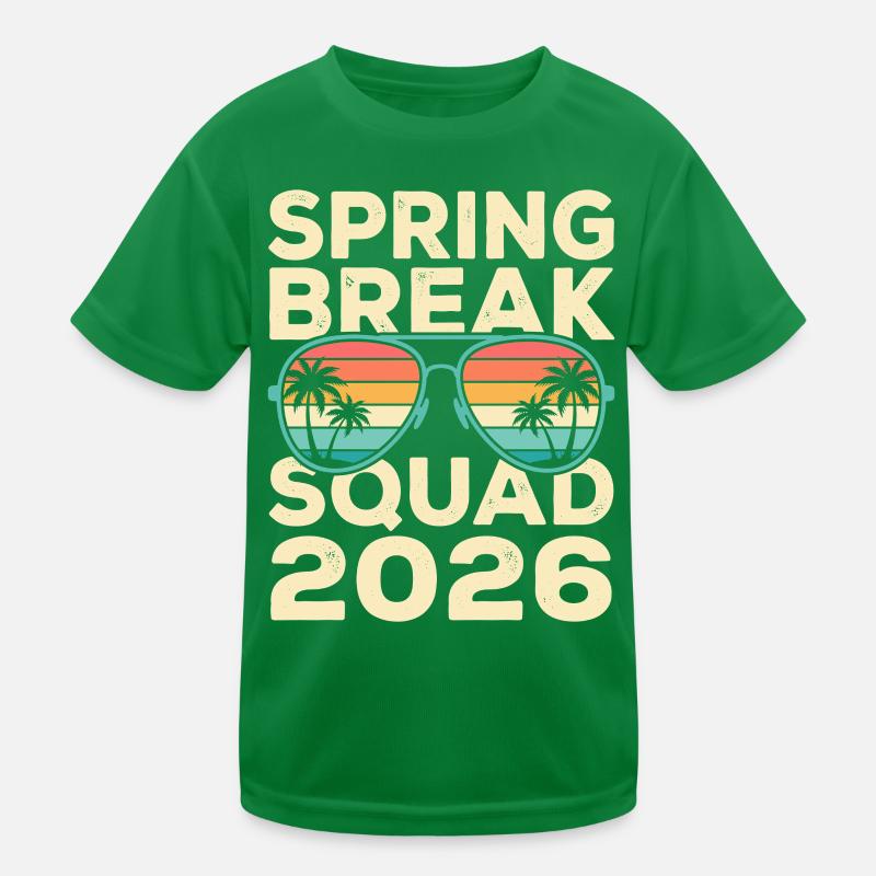 Spring Break Squad 2026 Retro Palmen Design Kinder Funktions-T-Shirt