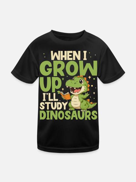 Wenn Ich Groß Bin, Werde Ich Lustige Dinosaurier - Kinder Funktions-T-Shirt - Schwarz - Vorne