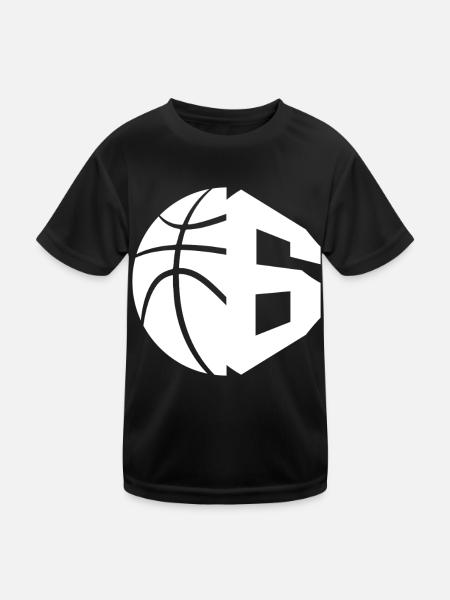 NR. 6 BASKETBALL NUMMER 6 BASKETBALL 6. GEBURTSTAG - Kinder Funktions-T-Shirt - Schwarz - Vorne