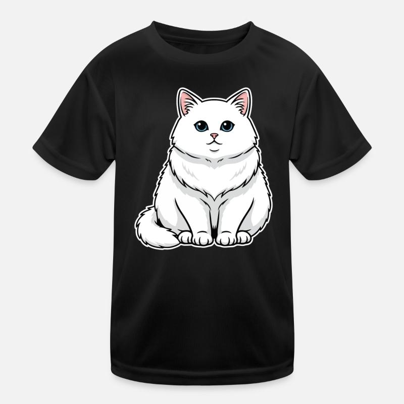 Chat Blanc Fluffy Yeux Bleus Portrait Majestueux T-shirt sport Enfant