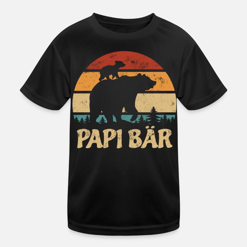 Papi Bär mit Kind - Vatertag - Vintage Geschenk Kinder Funktions-T-Shirt
