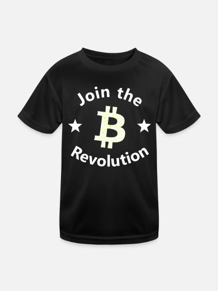 Bitcoin Revolte Kreis - Kinder Funktions-T-Shirt - Schwarz - Vorne