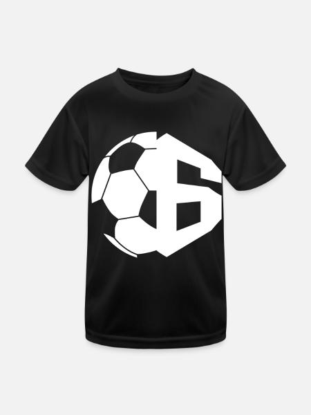 NO. 6 FOOTBALLER NUMBER 6 FOOTBALL 6TH BIRTHDAY - Kids Functional T-Shirt - black - Front
