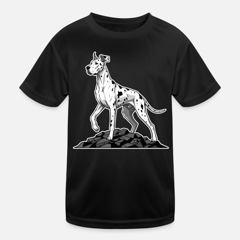 Chien Dogue Allemand Arlequin sur Rocher Géant T-shirt sport Enfant