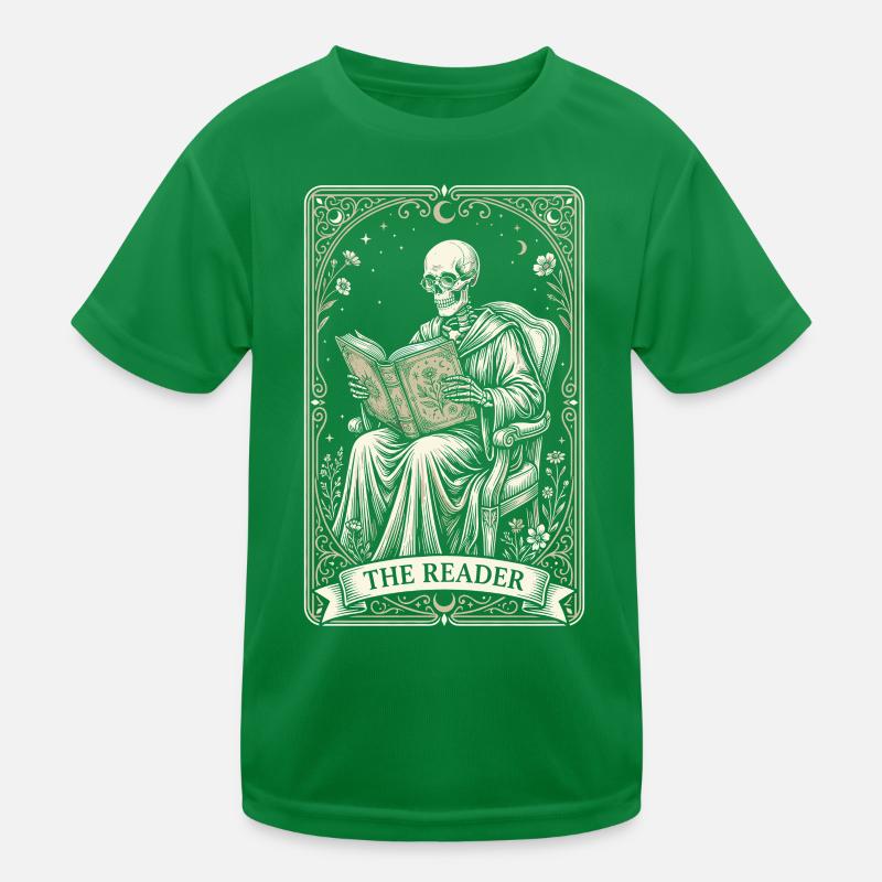 Gothic Skeleton Reader Vintage Floral Kids Functional T-Shirt