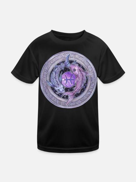 Zodiac Sign Sternzeichen Fische Pisces Geschenk - Kinder Funktions-T-Shirt - Schwarz - Vorne