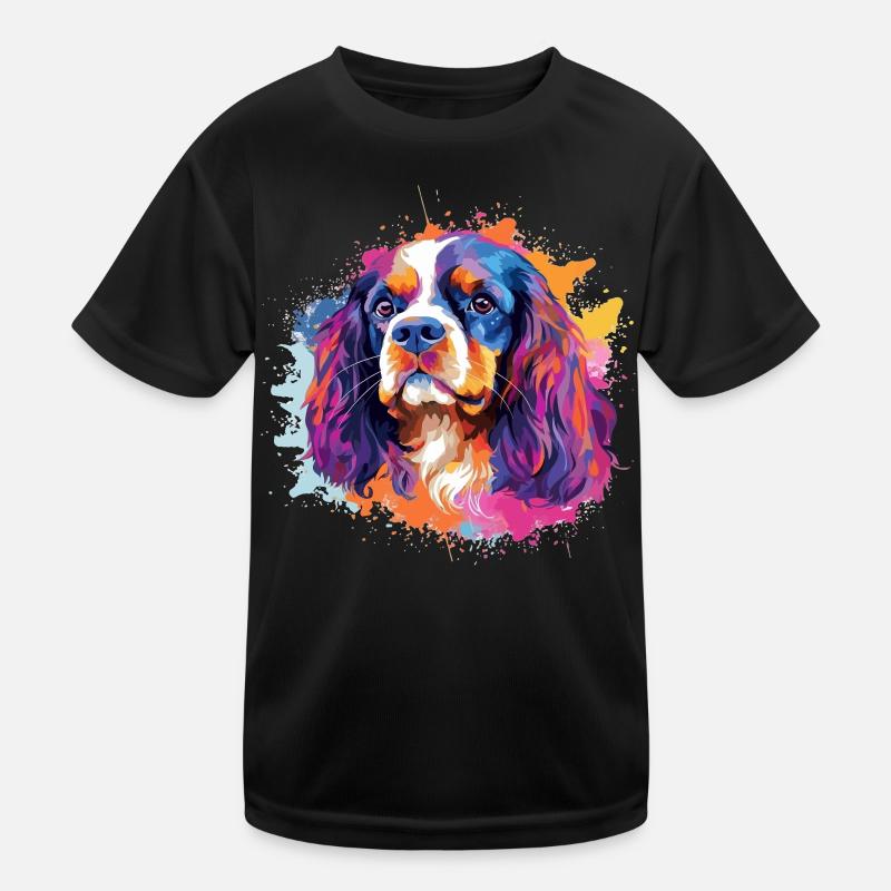 Vibrant Spaniel Splash Portrait - Kids Functional T-Shirt - black