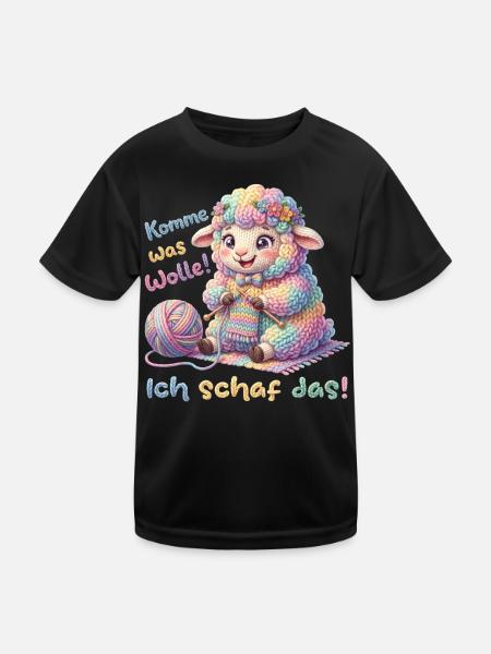 Komme was wolle ich schaf das - Kinder Funktions-T-Shirt - Schwarz