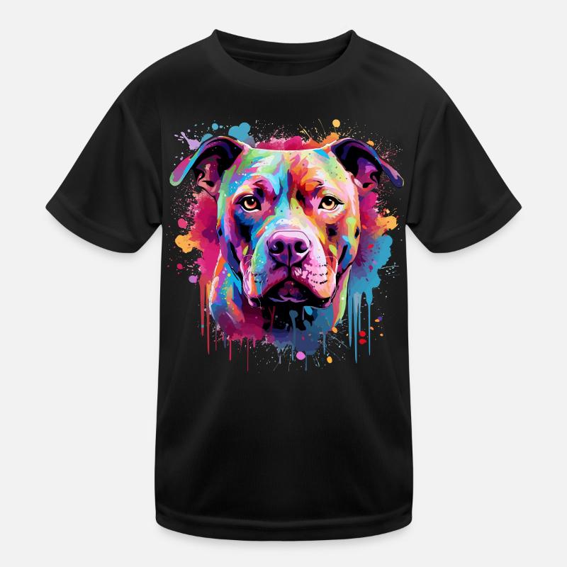 Art éclaboussuré de Pitbull Dog Coloré T-shirt sport Enfant