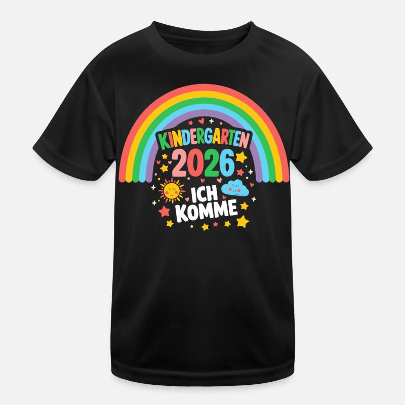 Kindergarten Ich komme 2026 Regenbogen Kinder Funktions-T-Shirt