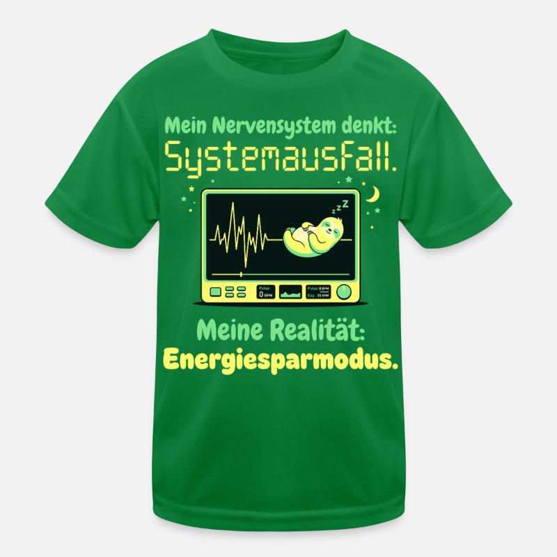 Faultier Nervensystem Energiesparmodus Humor Desig Kinder Funktions-T-Shirt