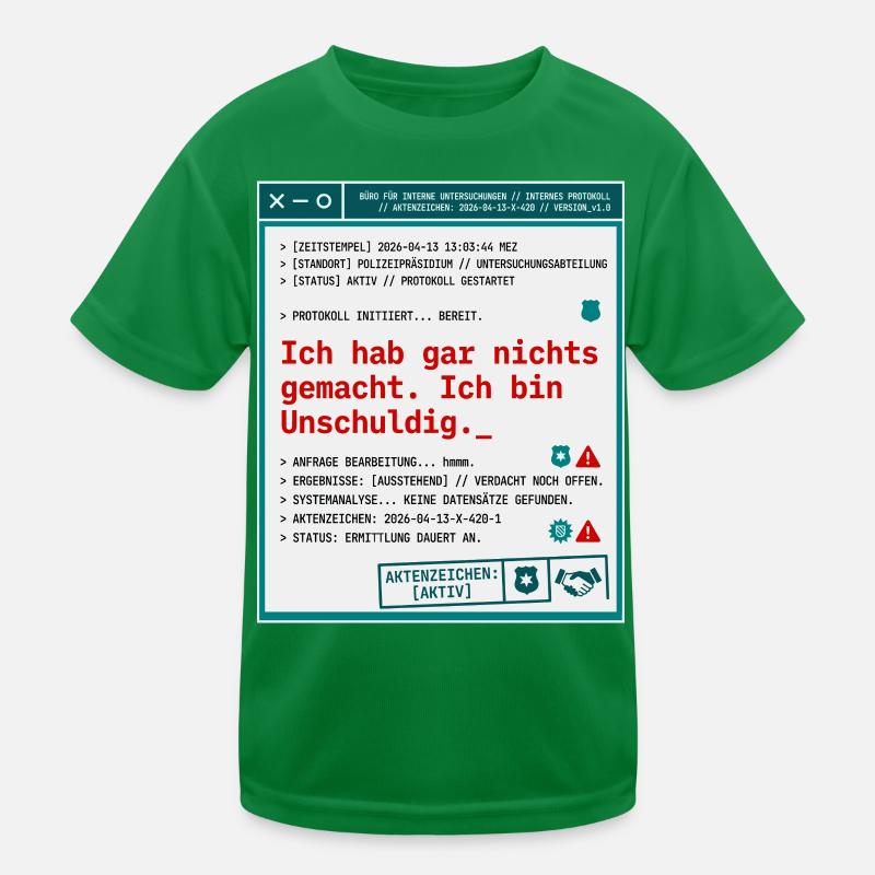 Polizei Protokoll Akte Unschuldig Kinder Funktions-T-Shirt