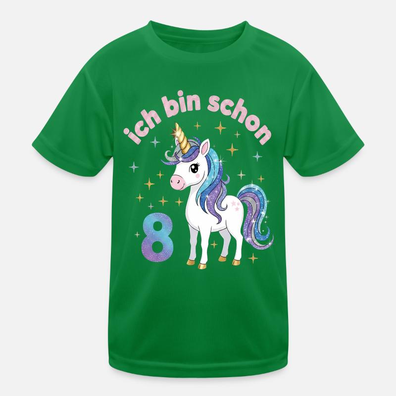 8. Geburtstag Einhorn Mädchen Ich bin schon 8 Kinder Funktions-T-Shirt