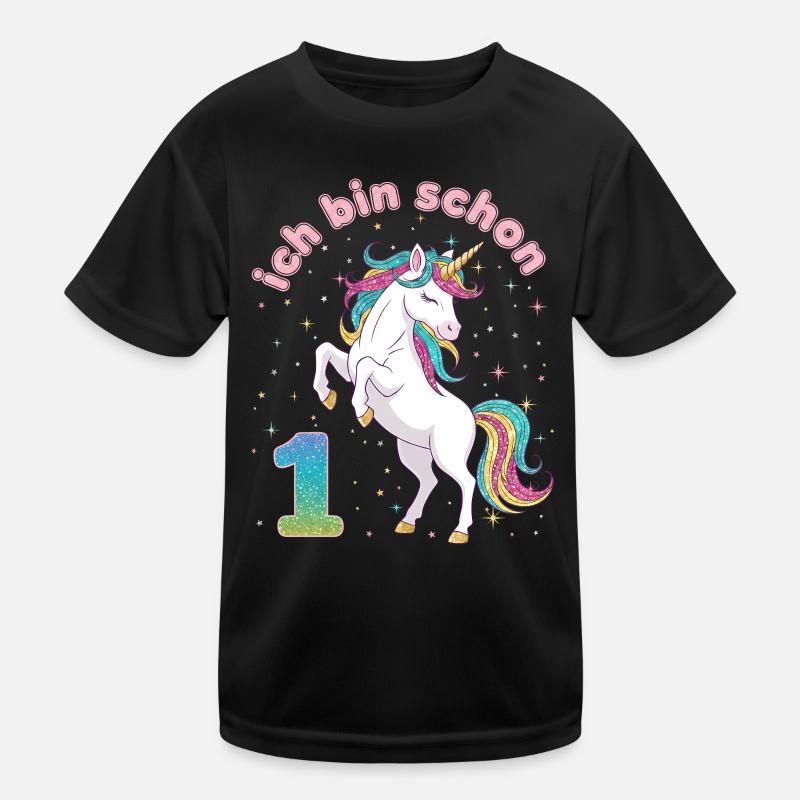 1. Geburtstag Einhorn Mädchen Ich bin schon 1 Kinder Funktions-T-Shirt