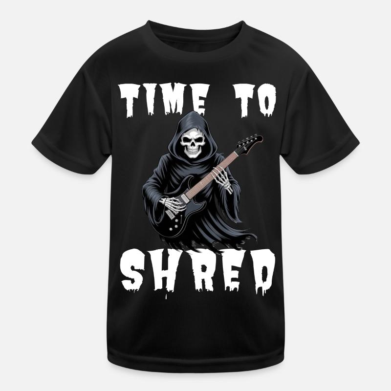 Time To Shred Grim Reaper Guitar Kinder Funktions-T-Shirt