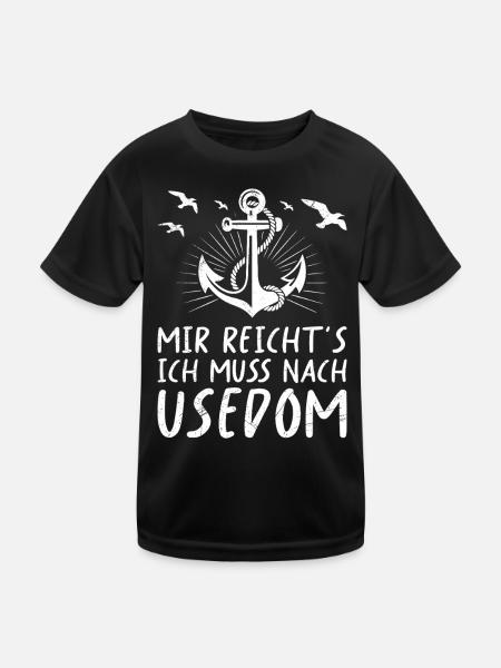 Insel Usedom MIR REICHT'S ICH MUSS NACH USEDOM - Kinder Funktions-T-Shirt - Schwarz - Vorne