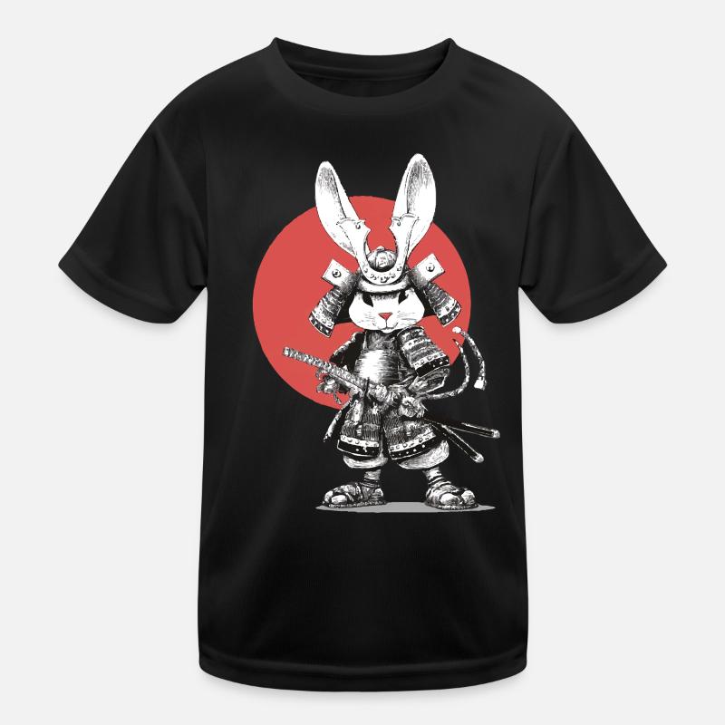 Samurai Rabbit in Armor with Katana Kids Functional T-Shirt