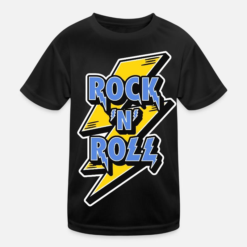 Rock 'N' Roll Logo with Lightning Bolt Kids Functional T-Shirt