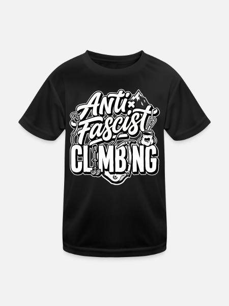 Antifaschistischer Bergtee besteigen - Kinder Funktions-T-Shirt - Schwarz - Vorne