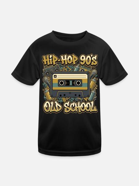 Hip Hop 90s Old School Cassette Retro - Kids Functional T-Shirt - black - Front