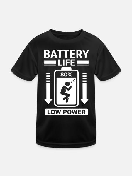 Autonomie Faible consommation Humour Batterie vide - T-shirt sport Enfant - noir - Devant