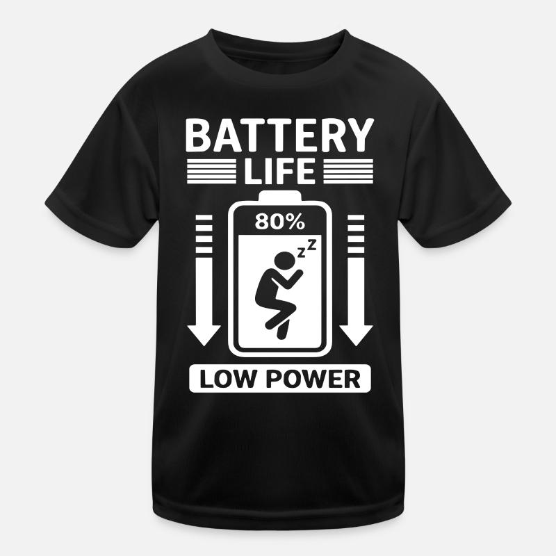 Battery Life Low Power Humor Battery Empty Kids Functional T-Shirt
