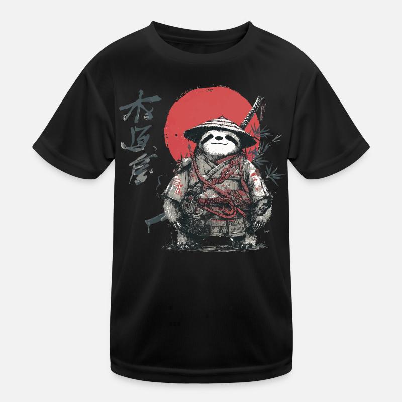 Sloth Samurai Under Red Sun Kids Functional T-Shirt