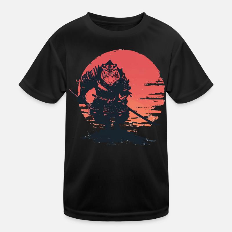 Tiger-Samurai bei Sonnenuntergang Kinder Funktions-T-Shirt