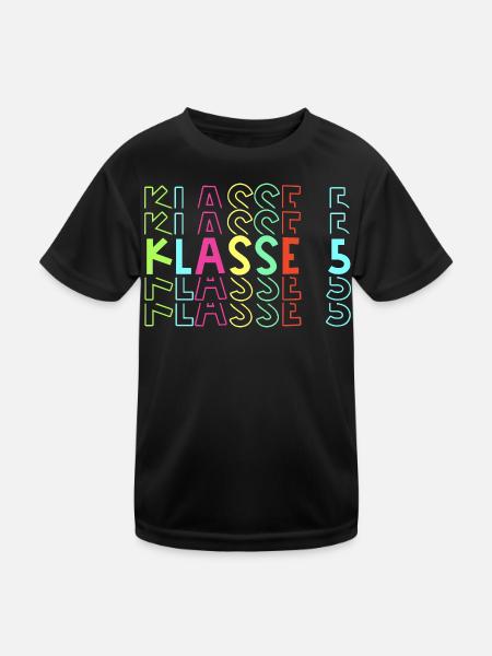 Klasse 5 neon - Kinder Funktions-T-Shirt - Schwarz - Vorne