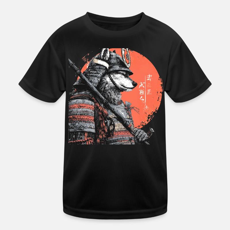 Wolf in Armor samurai  Kids Functional T-Shirt