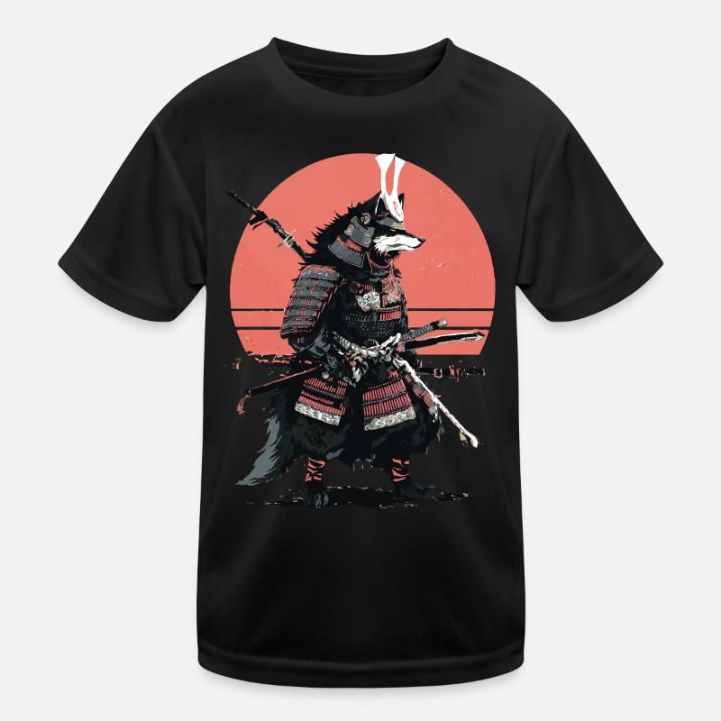 Wolf-Samurai der Morgendämmerung Kinder Funktions-T-Shirt