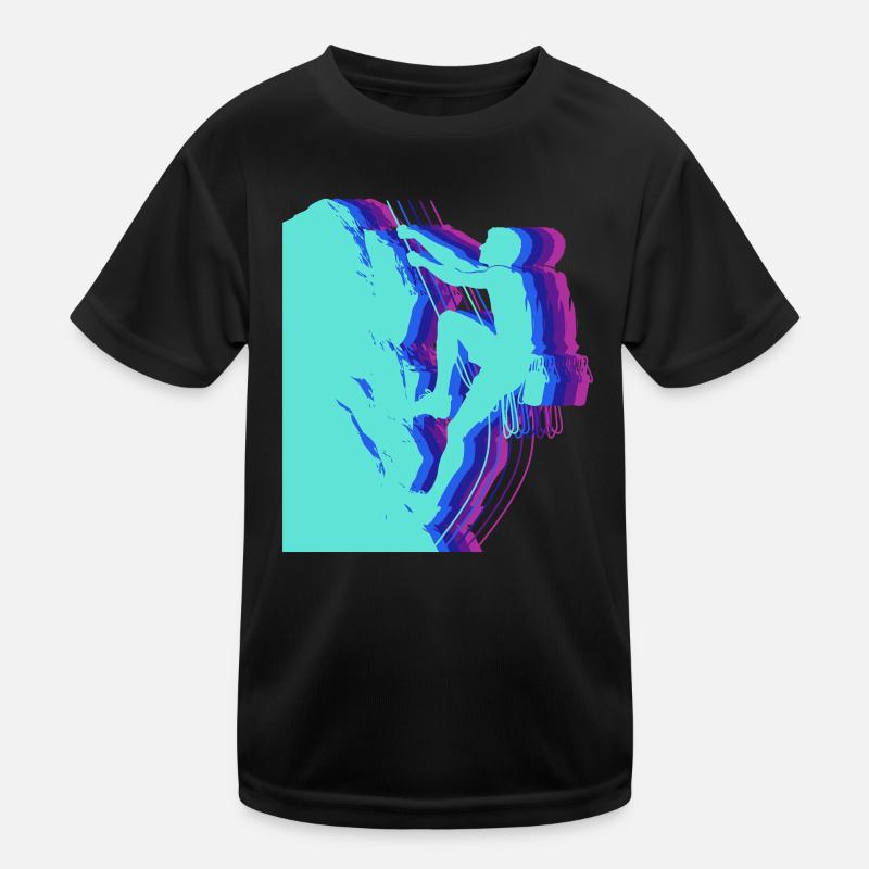 Glitch Art Climber Silhouette Modern Kids Functional T-Shirt