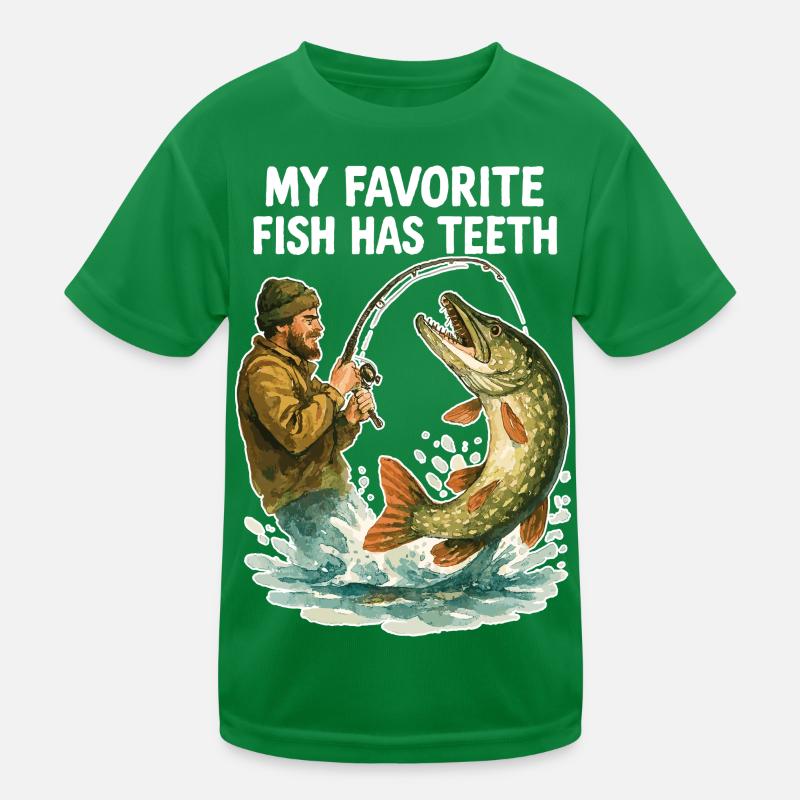 Aquarelle Angler Pike – Mon poisson préféré a des dents T-shirt sport Enfant