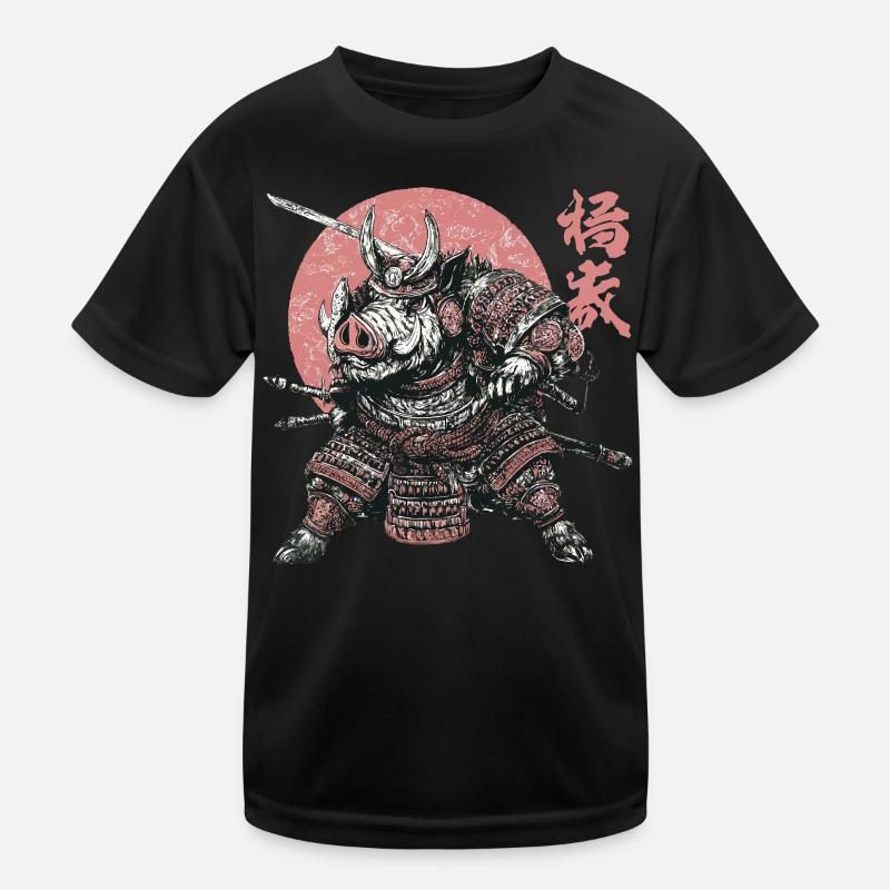 Samurai Boar Armor Clash Kids Functional T-Shirt