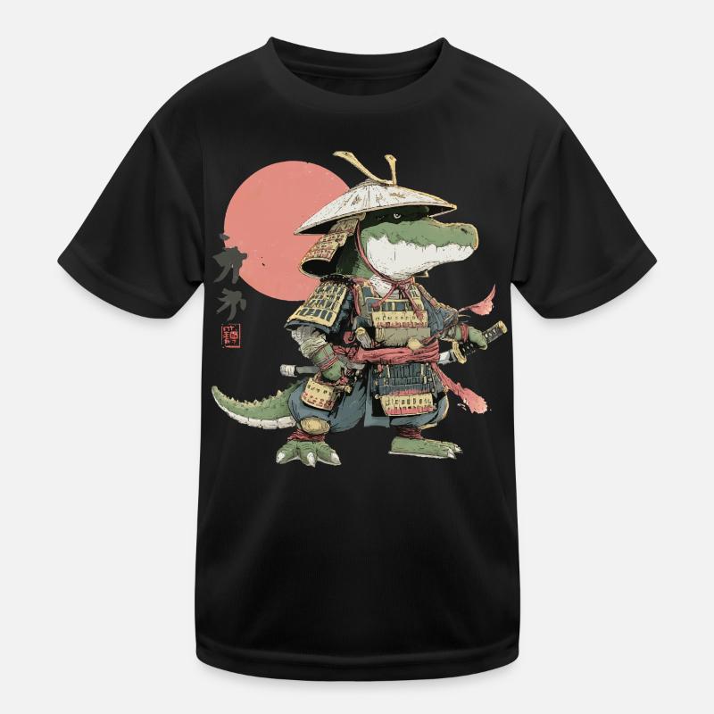 Samurai Alligator in Armor Kids Functional T-Shirt