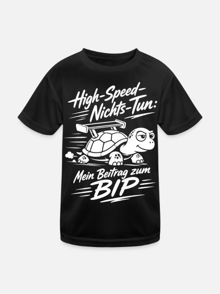 High Speed Nichts Tun Schildkröte - Kinder Funktions-T-Shirt - Schwarz - Vorne