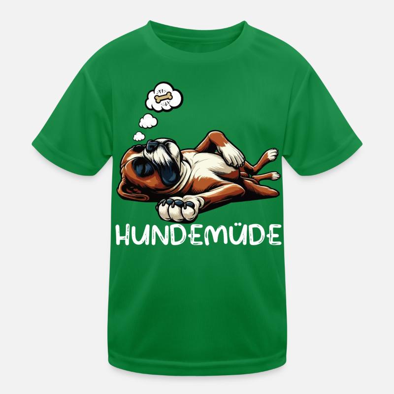 Hundemüde Boxer Boxerhalter Boxerhund Boxerhunde Kinder Funktions-T-Shirt
