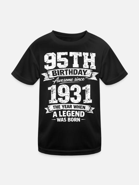 95. Geburtstag 1931 Legende Vintage Design - Kinder Funktions-T-Shirt - Schwarz