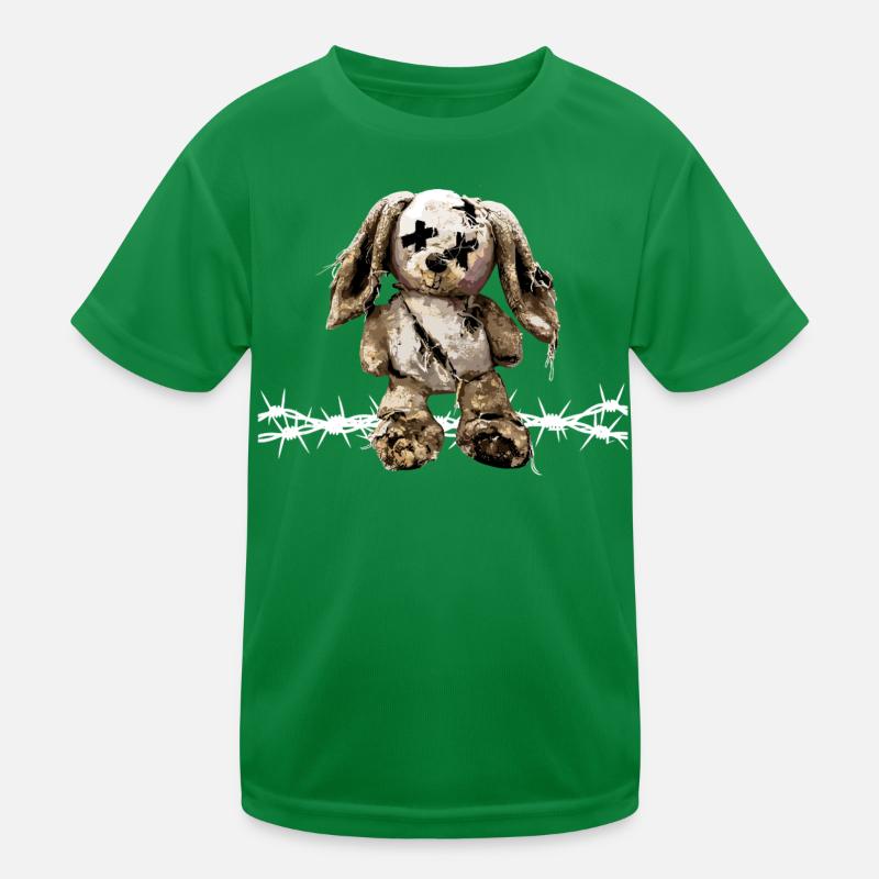 Dark Ästhetik Stoffhase Kuscheltier Stacheldraht Kinder Funktions-T-Shirt