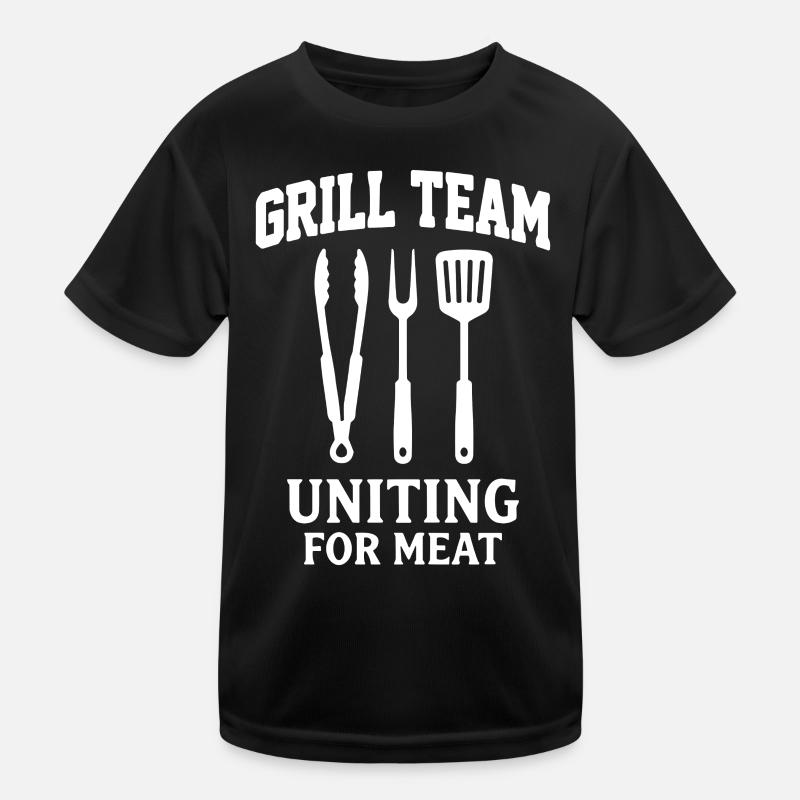 GRILL TEAM UNITING FOR MEAT BBQ Grafik Kinder Funktions-T-Shirt