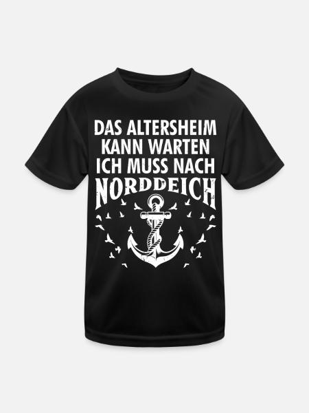 Opa ALTERSHEIM KANN WARTEN MUSS NACH NORDDEICH - Kinder Funktions-T-Shirt - Schwarz - Vorne