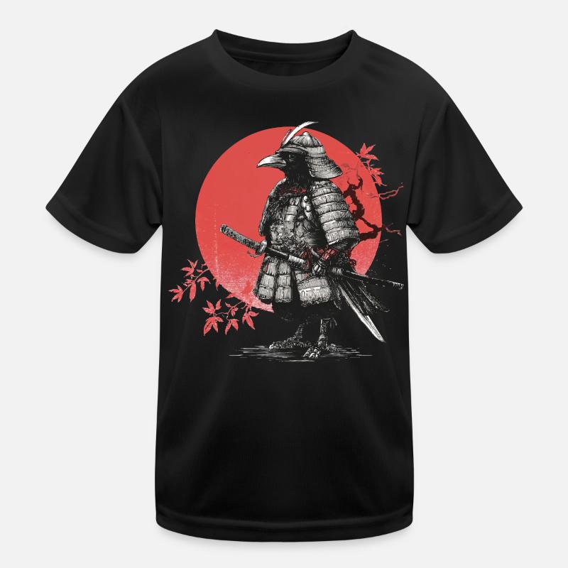 Samurai Crow in Armor Kids Functional T-Shirt