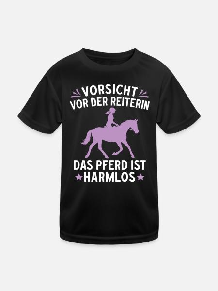 Beware of the rider, the horse is harmless - Kids Functional T-Shirt - black - Front