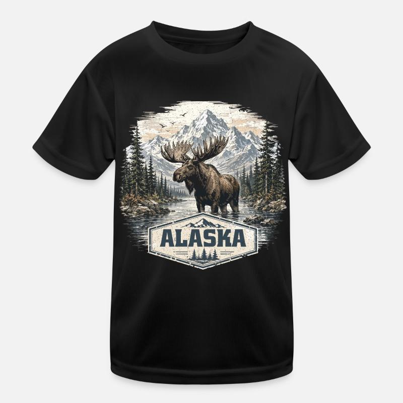 Alaska-Elch-Elche und Hirsche lieben Alaska Kinder Funktions-T-Shirt