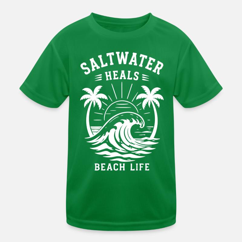 Saltwater Heals Beach Life Ocean Wave Kids Functional T-Shirt