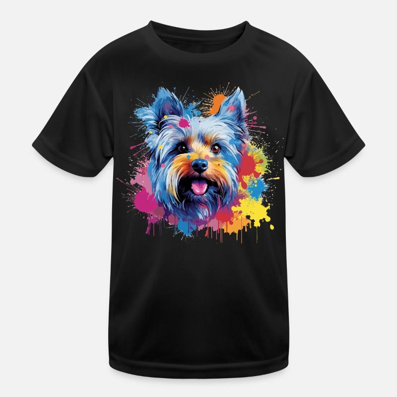 Yorkshire Terrier Dog Colorful Splash Art Kids Functional T-Shirt