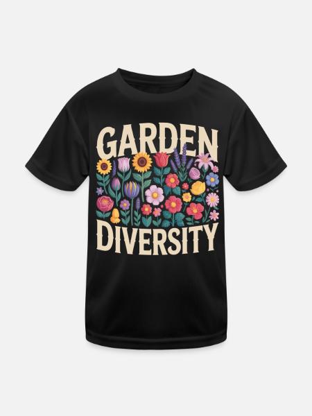 Jardin Diversité Florale - T-shirt sport Enfant - noir - Devant
