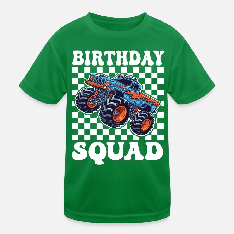 Monstertruck Birthday Squad Kinder Funktions-T-Shirt